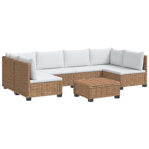 7 pz Set Lounge in Rattan con Cuscini GENDT Rattan naturale - Foto 1