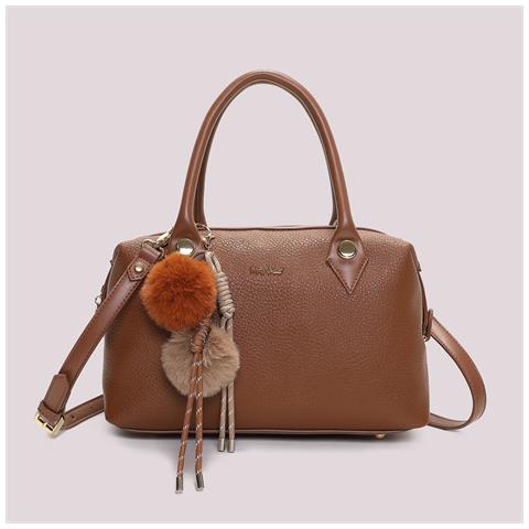 borsa a bauletto con dettaglio appeso CUOIO - Foto 1