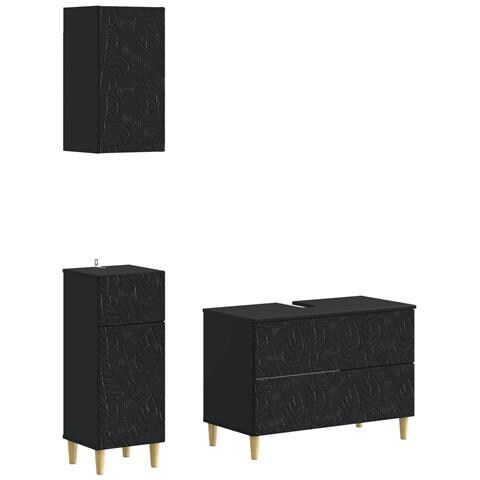 Set di armadietti da bagno in 3 pezzi DELFT Nero - Foto 1