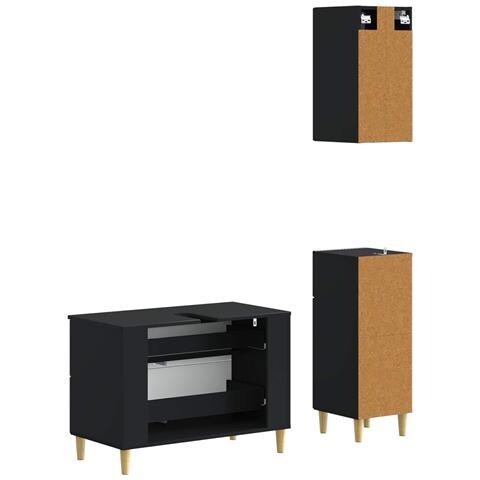 Set di armadietti da bagno in 3 pezzi DELFT Nero - Foto 10