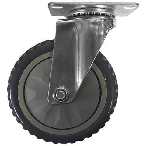 4 Ruote In Poliuretano 125 Mm Industriali Con Piastra Girevole Per Carrelli Grip Grigia - Foto 1