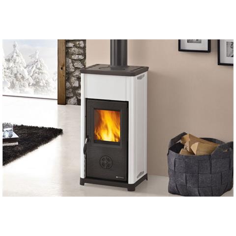 TEA Stufa a Legna in Acciaio Porcellanato Potenza Termica Nominale 6.6 kW 189 m³ Riscaldabili Colore Bianco - Foto 2