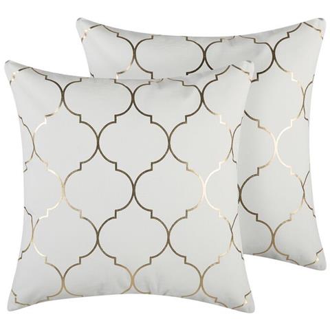 Set Di 2 Cuscini Decorativi Geometrico 45x45cm Bianco Alyssum - Foto 7