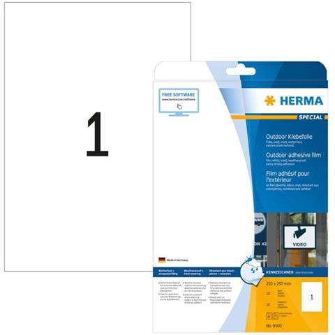 Outdoor adhesive film 210x297mm white 10 pcs. , Bianco, Labels / pack - 10 pcs. Sheets / pack - 10 pcs, 210 x 297 mm, A4 sheets, opaque, outdoor - Foto 1
