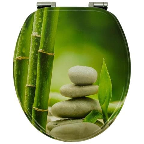 Sedile Wc Copri Vater Universale Frizionato Fantasia In Mdf Chiusura Rallentata *** Fantasia : Green Bamboo - Foto 2