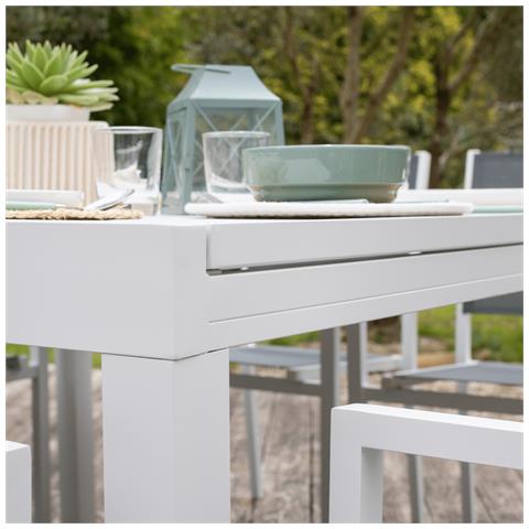 Veneziaset Di Mobili Da Giardino Estensibili In Textilene Grigio 140/200 - Alluminio Bianco - Foto 13