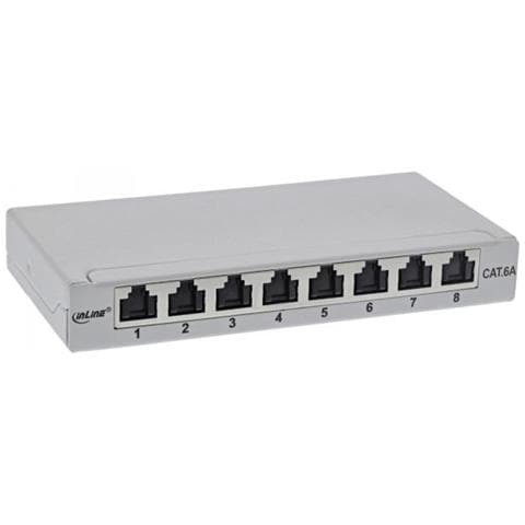 Inline Patch Panel Cat.6a 0.5u A 8 Vie, Grigio, Protezione Antipolvere - Foto 1