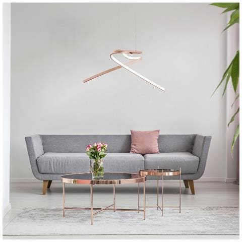 Lampadario Moderno Palozza Led Alluminio Rosa E Oro Rosa - Foto 1