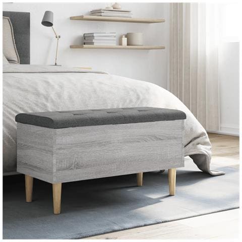 Panca Portaoggetti Grigio Sonoma 82x42x46 Cm Legno Multistrato - Foto 3