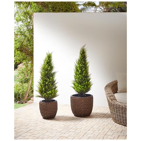 Set Di 3 Vasi Per Piante Berberis Rattan Sintetico 34/45 Cm Marrone Scuro - Foto 8