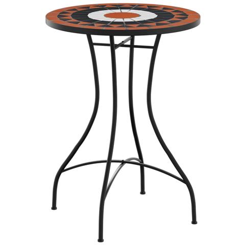 Tavolino Bistrot Con Mosaico Terracotta E Bianco Ceramica - Foto 2
