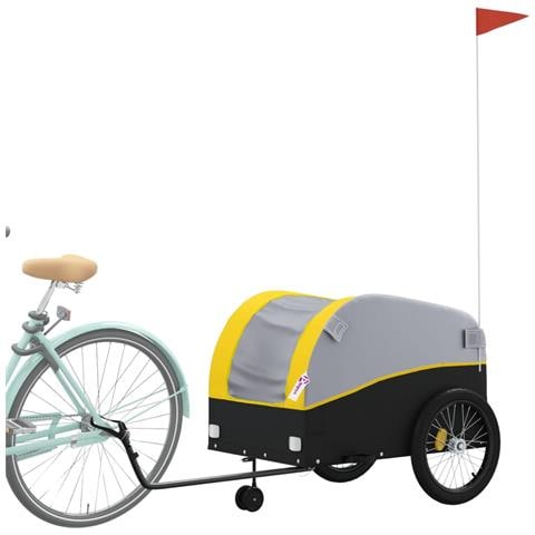 Rimorchio Da Bici Nero E Giallo 45 Kg In Ferro - Foto 3