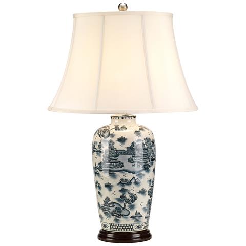 Lampada Da Scrivania Contemporanea Blue Traditional Porcellana Blu 1 Luce E27 - Foto 1