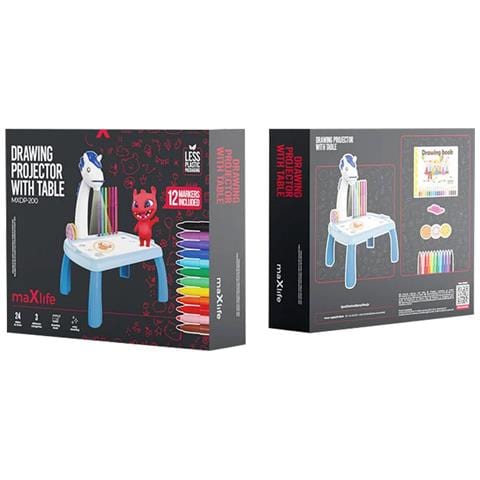 Tavolo Da Disegno Con Faretto Unicorno Per Bambini, Blu - Foto 2