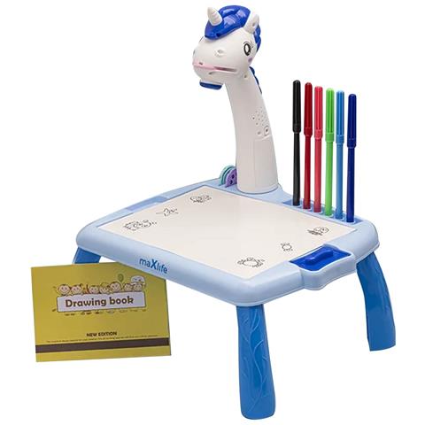 Tavolo Da Disegno Con Faretto Unicorno Per Bambini, Blu - Foto 1