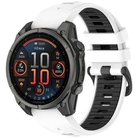 Cinturino In Silicone Bianco E Nero Compatibile Con Garmin Fenix 8/enduro 3/fenix E 26 Mm - Foto 2