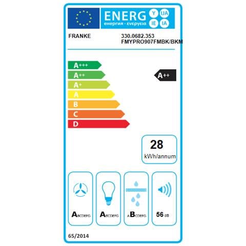 FMYPRO907FMBK /BKM Cappa aspirante a parete Nero 450 m³ /h A++ - Foto 2