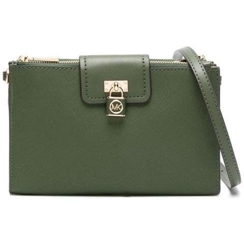 Sm Dbl Zip Crossbody Borsa Tracolla Corssbody Pelle Di Mucca Borse Donna Verde Eu One Size, 32s3gr0c1l-386 - Foto 1