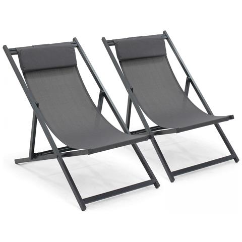 Set Di 2 Sdraio In Alluminio Antracite - Foto 1