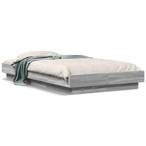 Giroletto Luci LED Grigio Sonoma 90x190 cm in Legno Multistrato - Foto 1