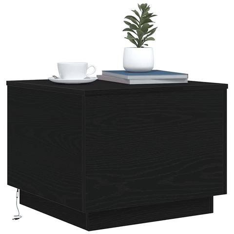 Tavolino da Salotto con Luci LED Rovere Nero 50x50x40 cm - Foto 2