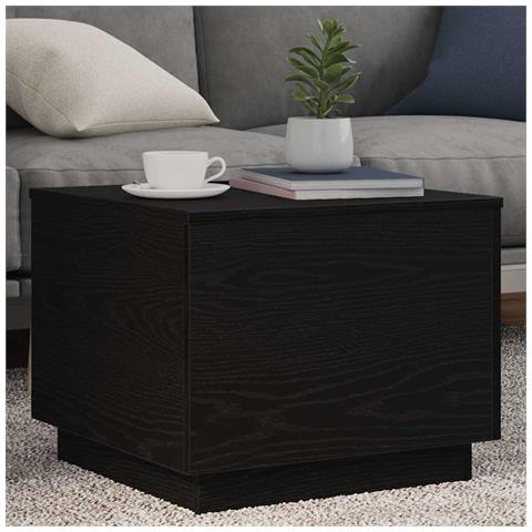 Tavolino da Salotto con Luci LED Rovere Nero 50x50x40 cm - Foto 1