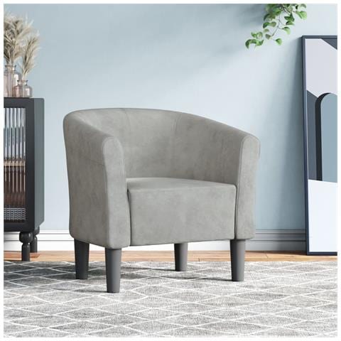 Poltrona Cabriolet Grigio Chiaro In Velluto - Foto 1