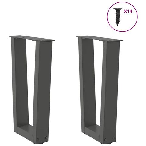 Gambe Tavolo Pranzo A V 2 Pz Antracite 28x(42-43,3)cm Acciaio - Foto 3