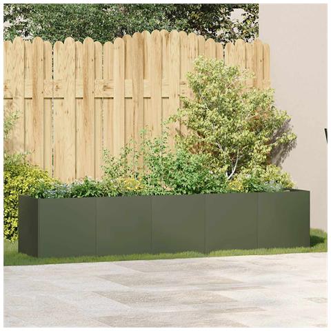 Fioriera Verde Oliva 200x40x40 Cm In Acciaio Laminato A Freddo - Foto 3