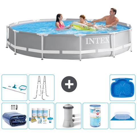 Piscina Fuori Terra - In Giro - 366x76 Cm - Grigio - Include Accessori Coordinati A1932 - Foto 1