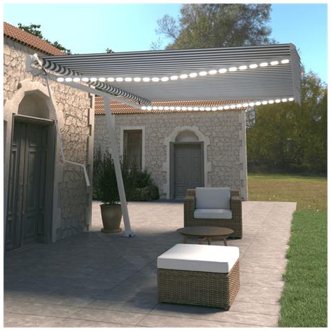 Tenda Automatica Con Sensore Vento E Led 500x350 Cm Blu Bianca - Foto 8