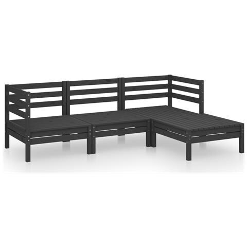 Lusso Casadino -  Set Salotto Da Giardino 4 Pz In Legno Massello Di Pino Nero - Foto 1