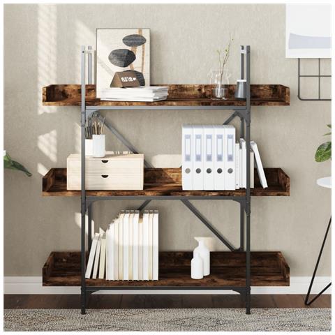 Lusso Casadino - Libreria 3 Ripiani Rovere Fumo 100x33x108,5cm Legno Multistrato - Foto 2