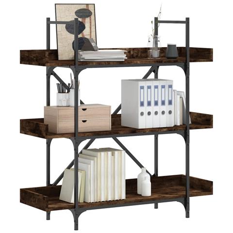 Lusso Casadino - Libreria 3 Ripiani Rovere Fumo 100x33x108,5cm Legno Multistrato - Foto 8