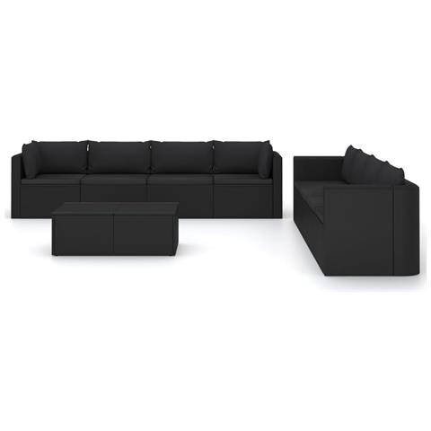 Lusso Casadino -  Set Divani Da Giardino 9 Pz Con Cuscini In Polyrattan Nero - Foto 2