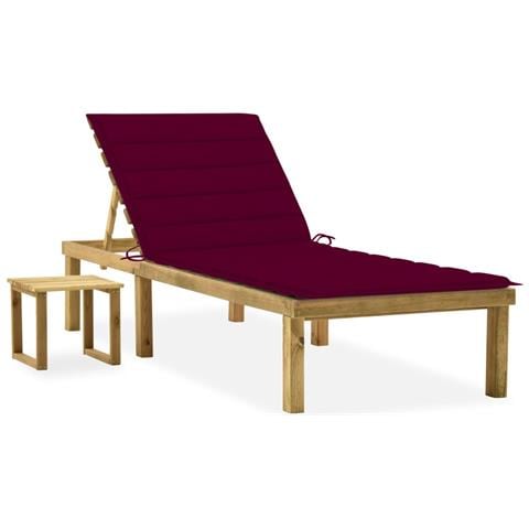 Lettino Da Giardino Con Tavolino Cuscino Legno Pino Impregnato - Foto 2