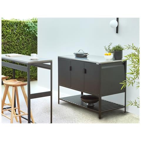 Set Cucina Da Esterno 2 Elementi Con Tavolo Da Bar Maenza Metallo Nero - Foto 1