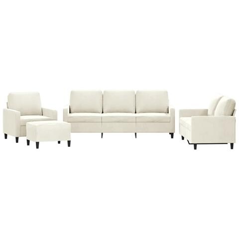 Set di Divani 4 pz con Cuscini Crema in Velluto - Foto 1