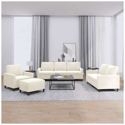 Set di Divani 4 pz con Cuscini Crema in Velluto - Foto 2