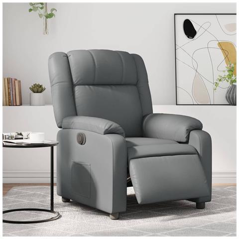 Poltrona Reclinabile Elettrica Grigia in Similpelle - Foto 2