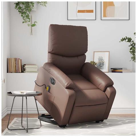 Poltrona Alzapersona Elettrica Reclinabile Marrone Similpelle - Foto 2
