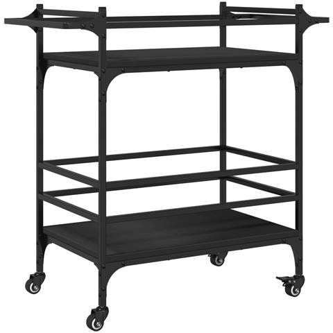 Carrello da Cucina Nero 82x40x78,5 cm in Legno Multistrato - Foto 1