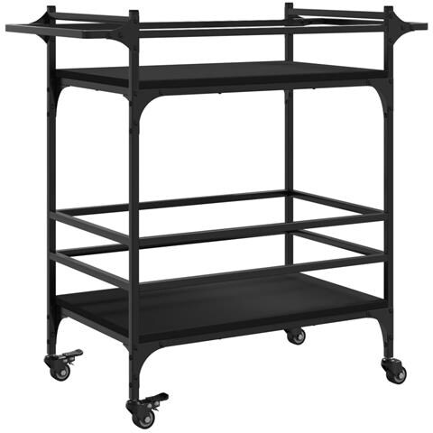 Carrello da Cucina Nero 82x40x78,5 cm in Legno Multistrato - Foto 9