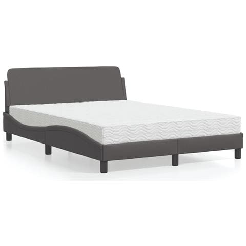 Letto con Materasso Grigio 120x200 cm in Similpelle - Foto 2