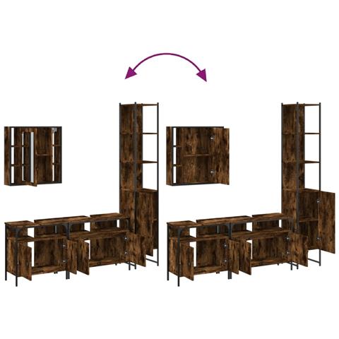 Set Mobili da Bagno 4 pz Rovere Fumo in Legno Multistrato - Foto 9