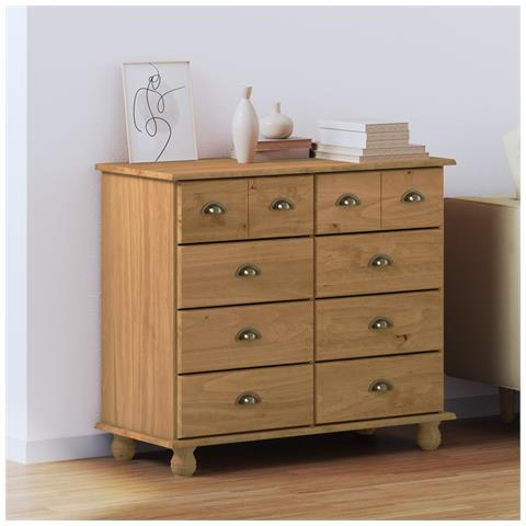 Cassettiera 'ASKIM'Marrone miele 91x40x79 cm Legno massello di pino - Foto 2