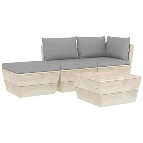 Lusso Casadino -  Set Divani Da Giardino Su Pallet 4 Pz Con Cuscini Legno Abete - Foto 1