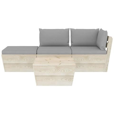 Lusso Casadino -  Set Divani Da Giardino Su Pallet 4 Pz Con Cuscini Legno Abete - Foto 2