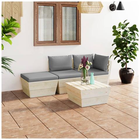 Lusso Casadino -  Set Divani Da Giardino Su Pallet 4 Pz Con Cuscini Legno Abete - Foto 8