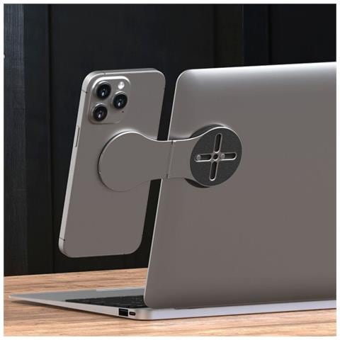Supporto Magnetico Pieghevole Compatibile Con Magsafe - Doppio Magnete Con Adesivo Di Allineamento Black - Foto 2